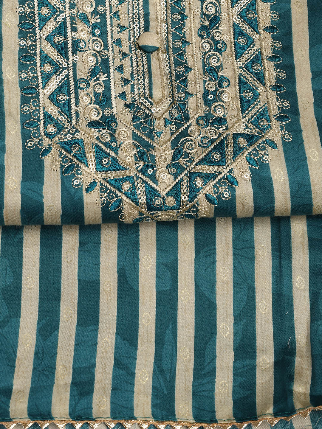 Neck Embroidered Cotton Blend Unstitched Suit With Dupatta