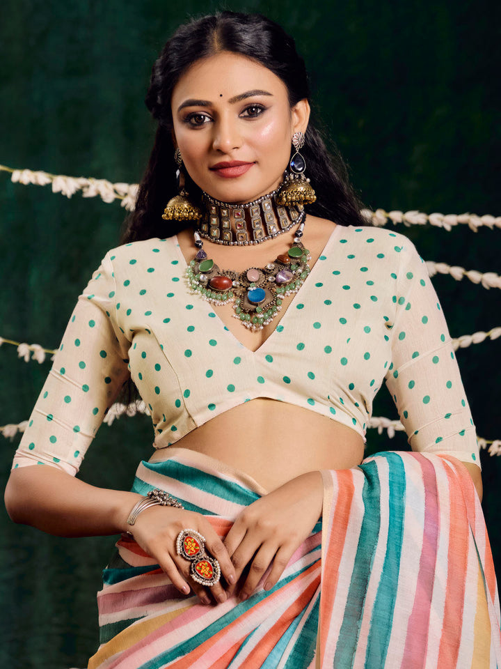 Check Printed Chanderi Saree