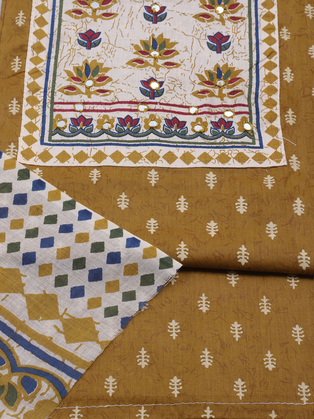 Printed Cotton Blend Unstitched Suit With Dupatta