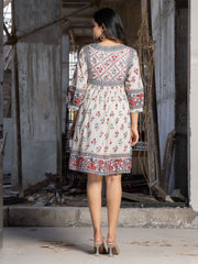 Floral Printed Cotton Blend Dress