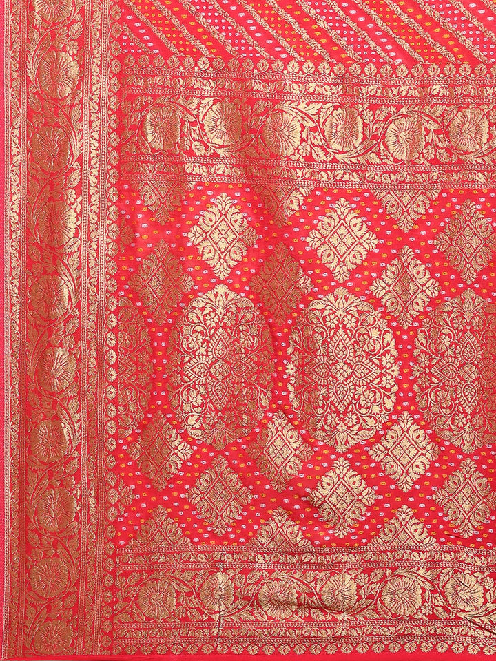 Bandhani Woven Design Georgette Saree