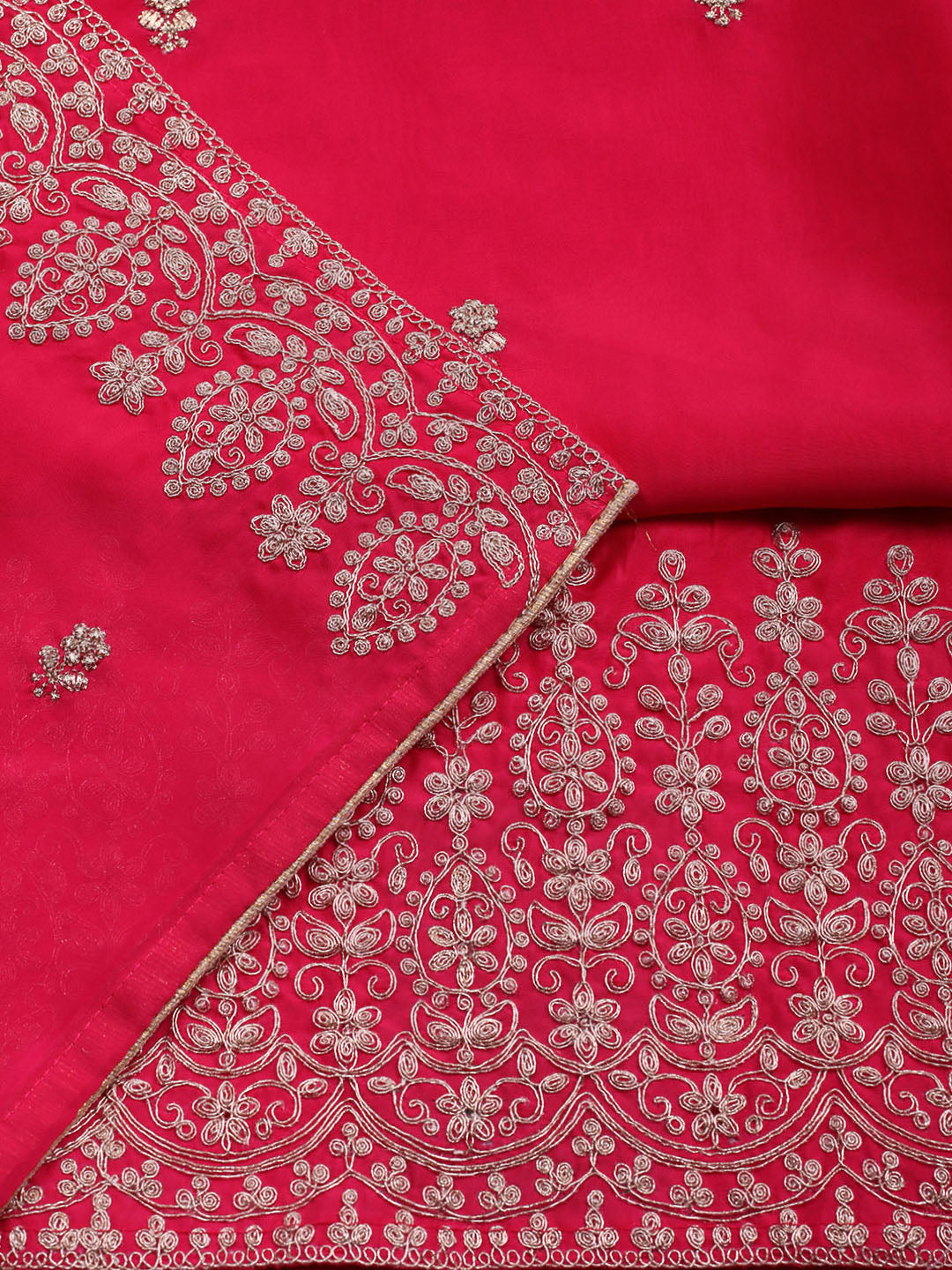 Woven Design Chanderi Unstitched Suit With Pant &amp; Dupatta