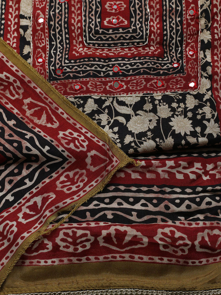 Printed Muslin Unstitched Suit With Pant &amp; Dupatta