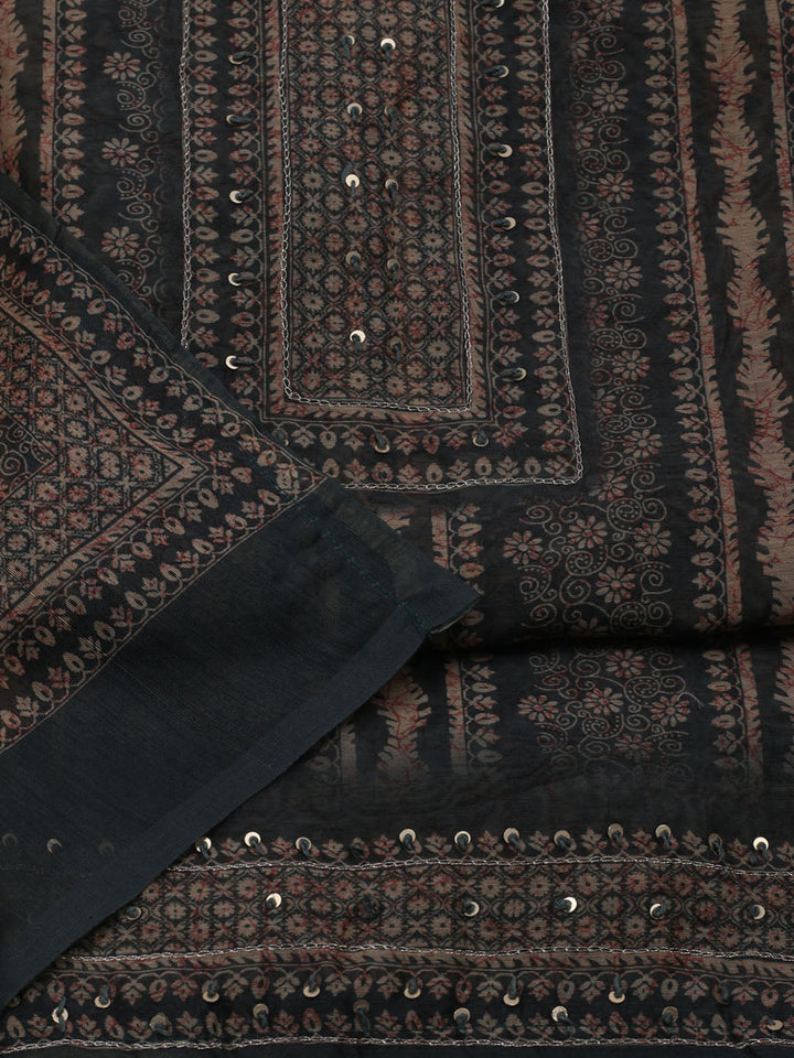Printed Chanderi Unstitched Suit With Dupatta
