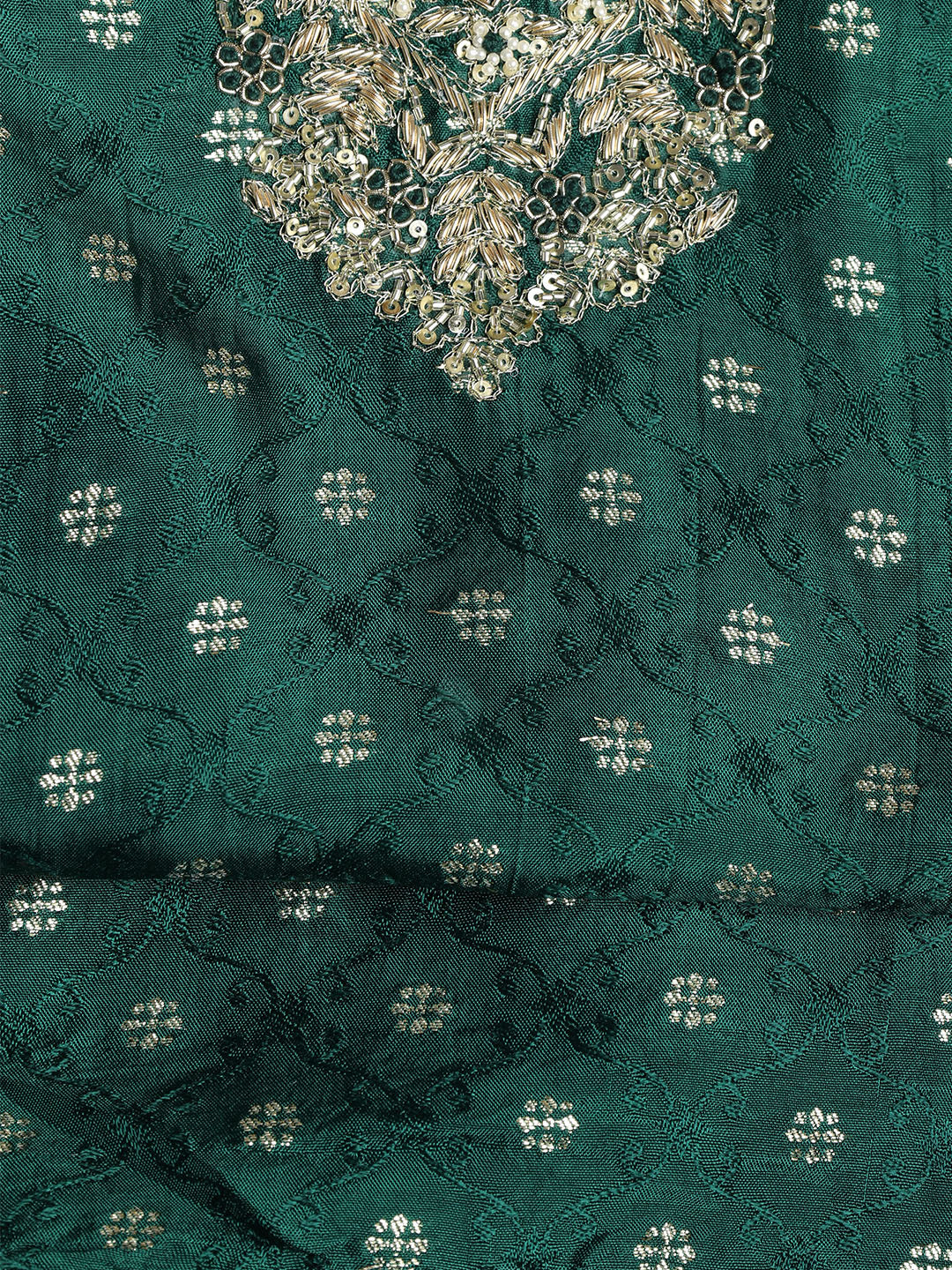 Neck Embroidered Chanderi Unstitched Suit With Dupatta