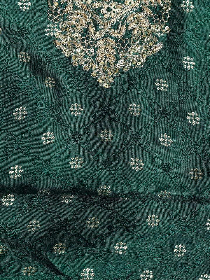 Neck Embroidered Chanderi Unstitched Suit With Dupatta