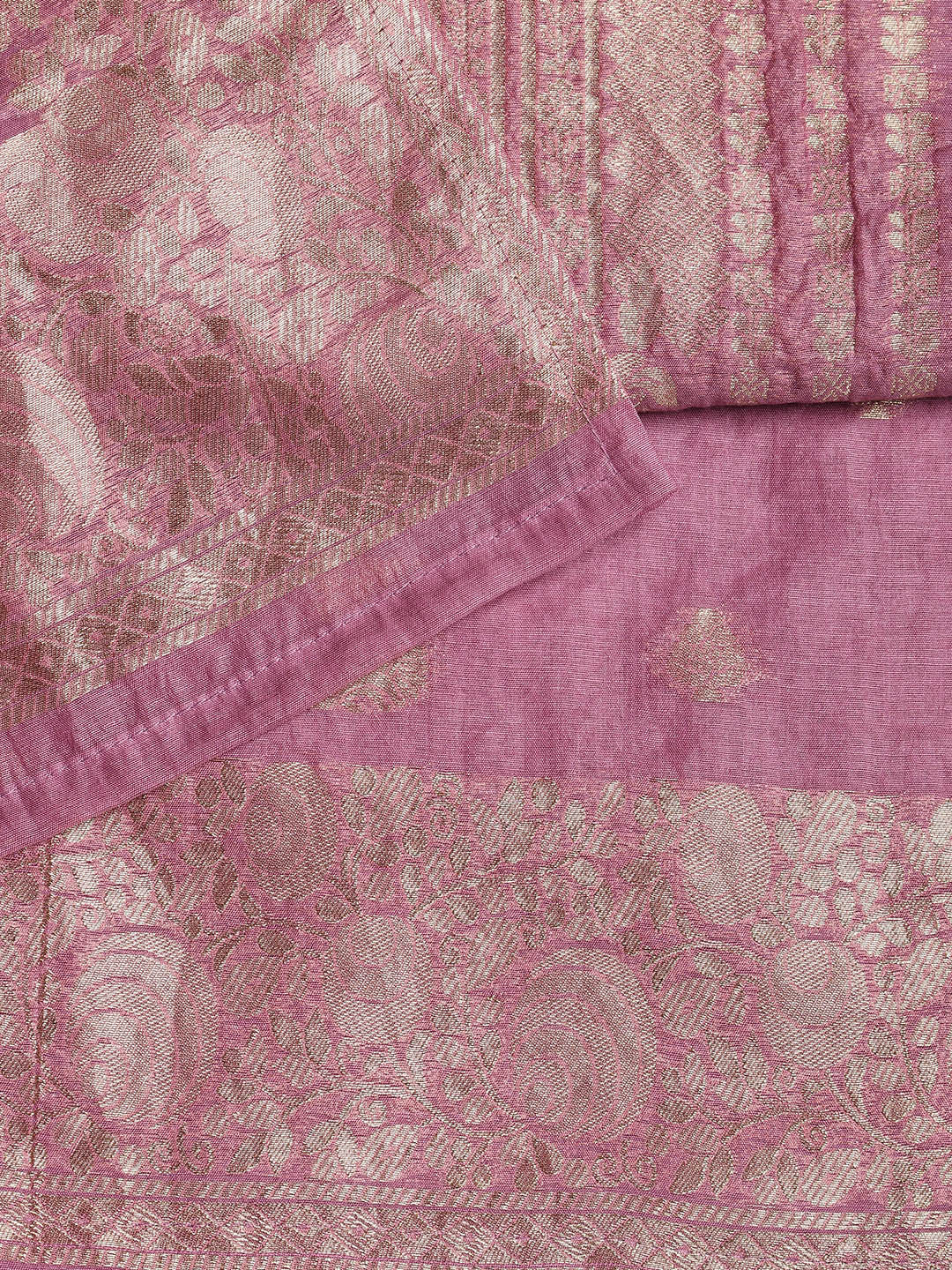 Woven Neck Chanderi Unstitched Suit With Dupatta