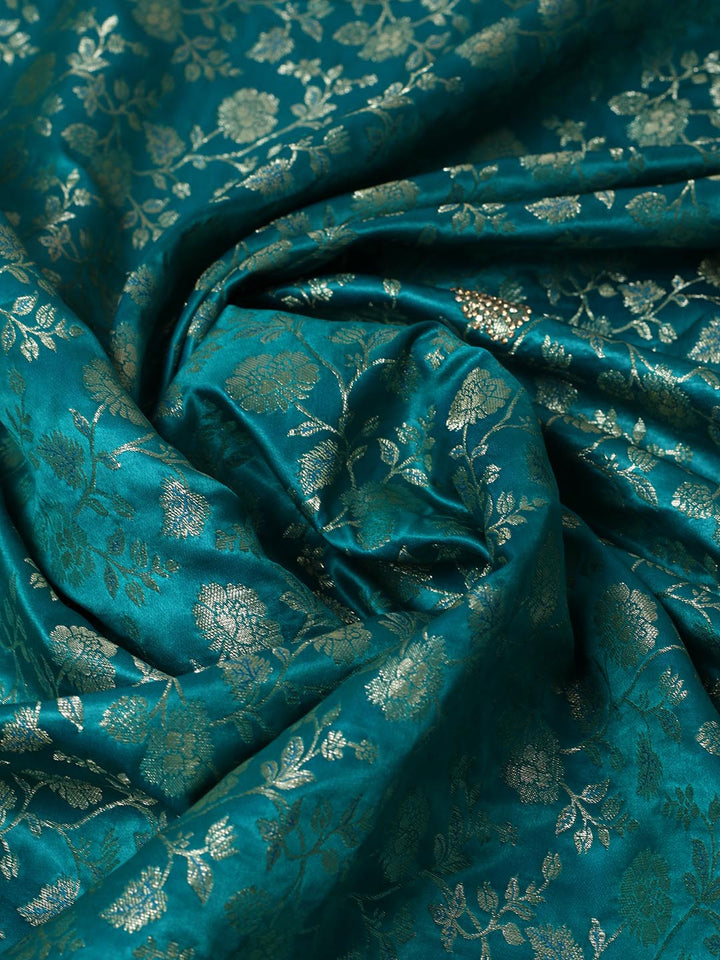 Stone Work Satin Embroidery Saree