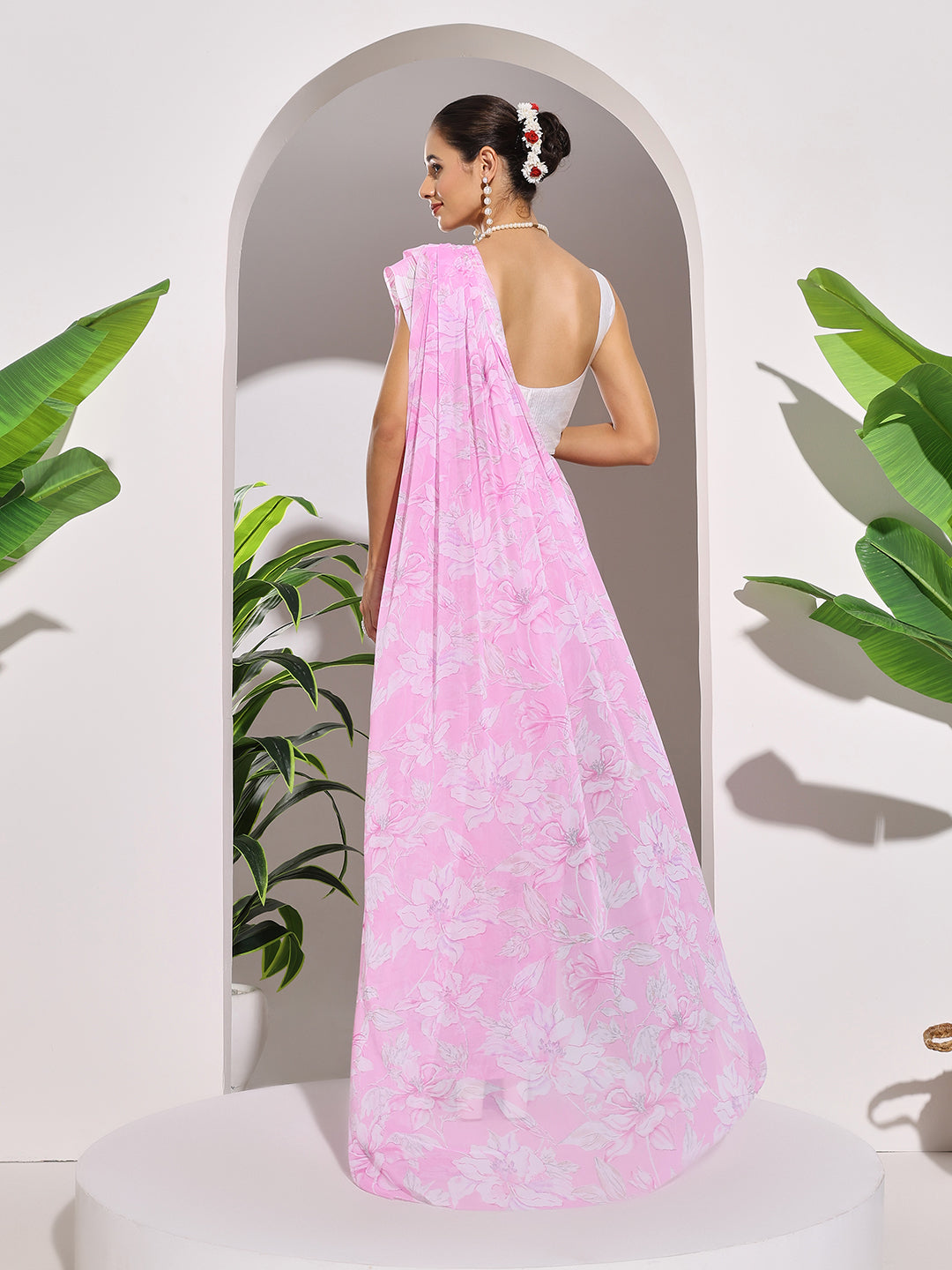 Floral Printed Georgette Saree