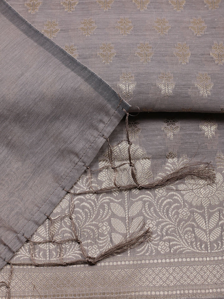 Woven Design Chanderi Unstitched Suit With Pant &amp; Dupatta