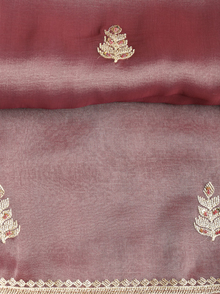 Embroidered Organza Unstitched Suit With Dupatta