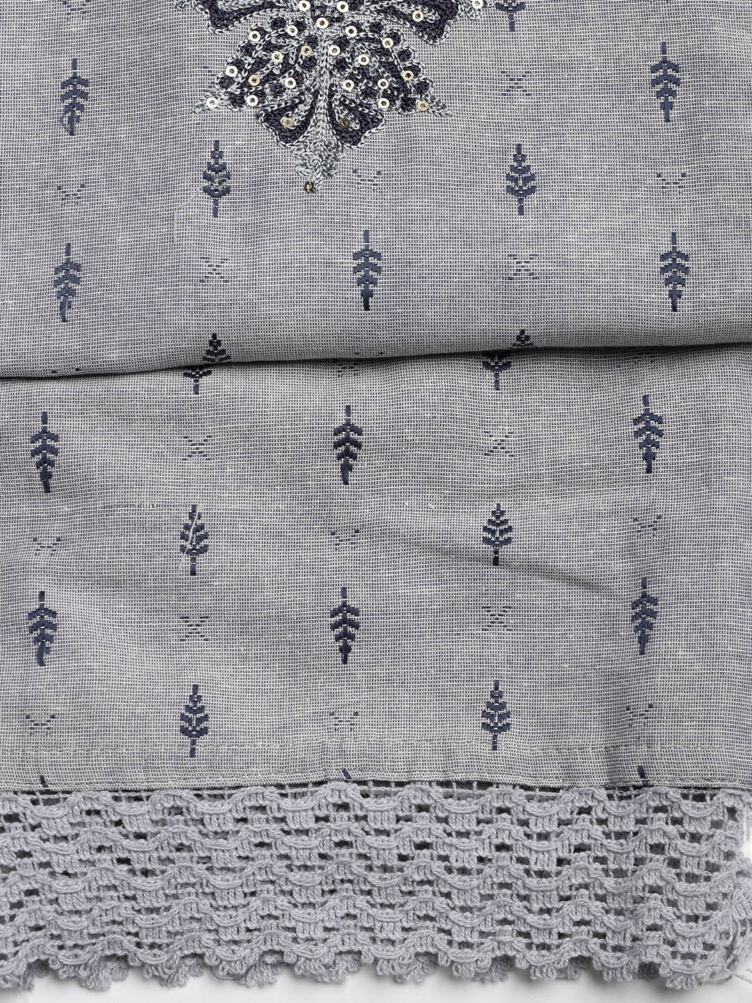Embroidered Cotton Blend Unstitched Suit With Dupatta