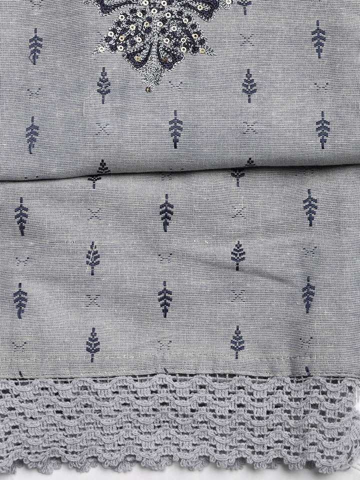 Embroidered Cotton Blend Unstitched Suit With Dupatta
