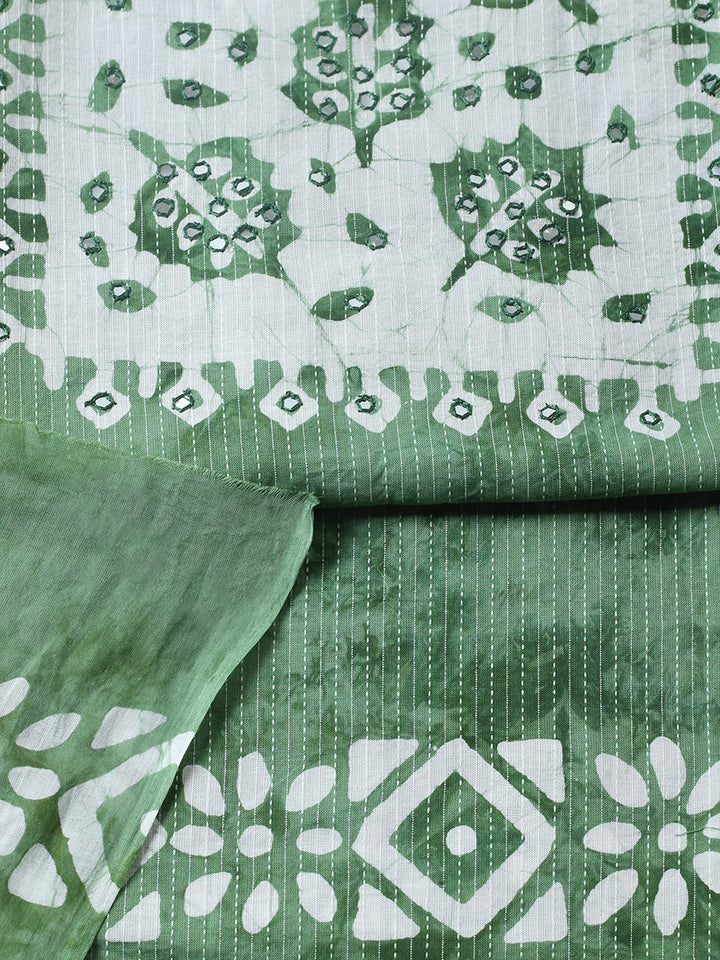 Embroidered Cotton Blend Unstitched Suit With Pant &amp; Dupatta