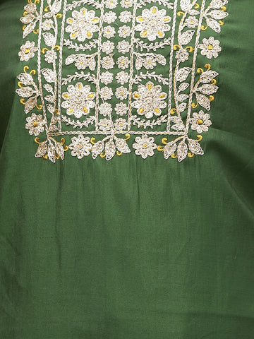 Neck Embroidered Chanderi Unstitched Suit Piece With Dupatta