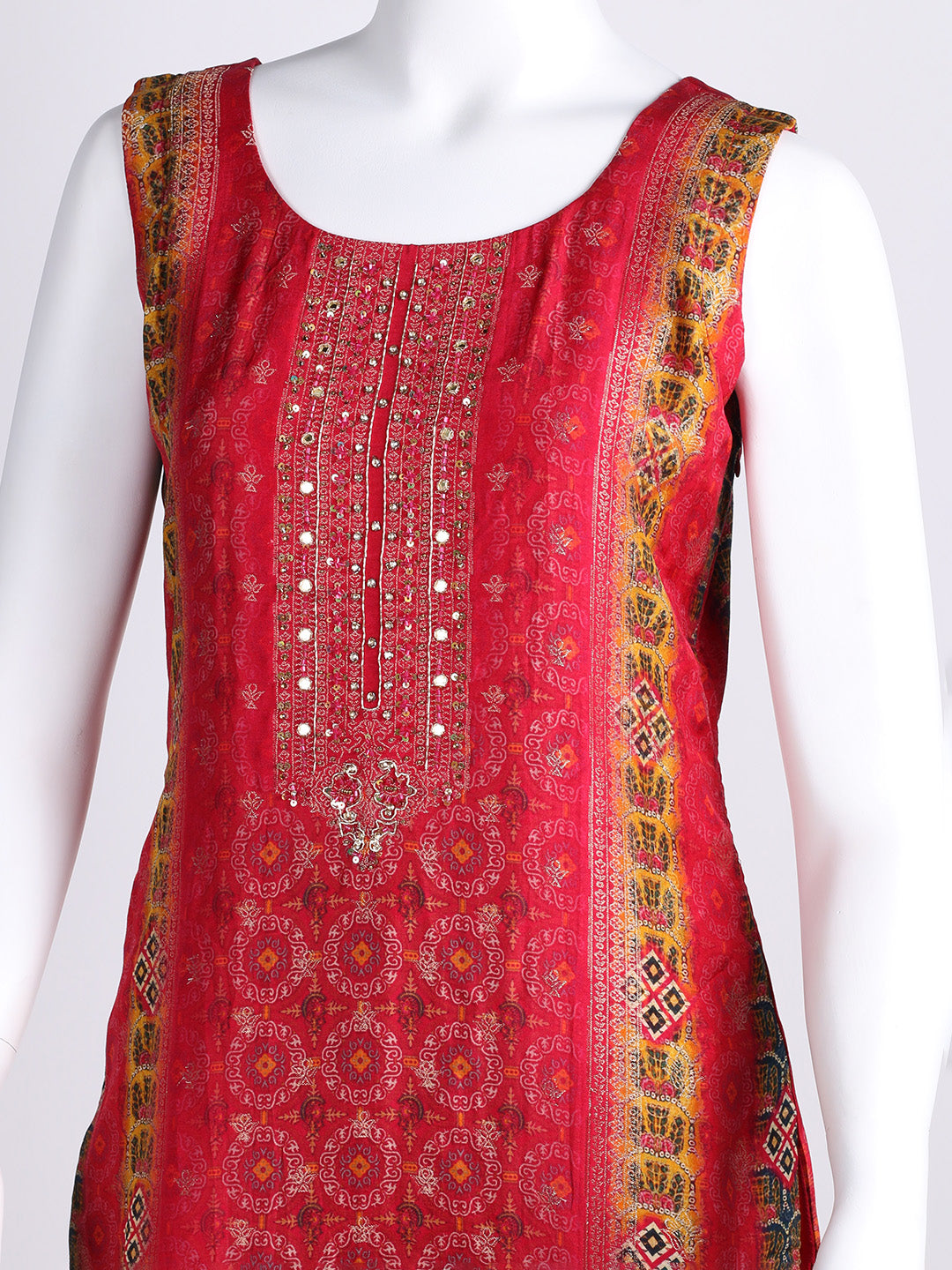 Embroidered Art Silk Kurta With Pant &amp; Dupatta