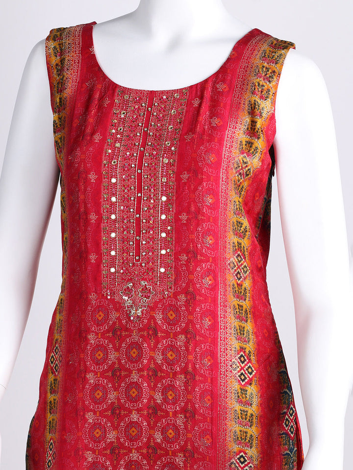 Embroidered Art Silk Kurta With Pant &amp; Dupatta
