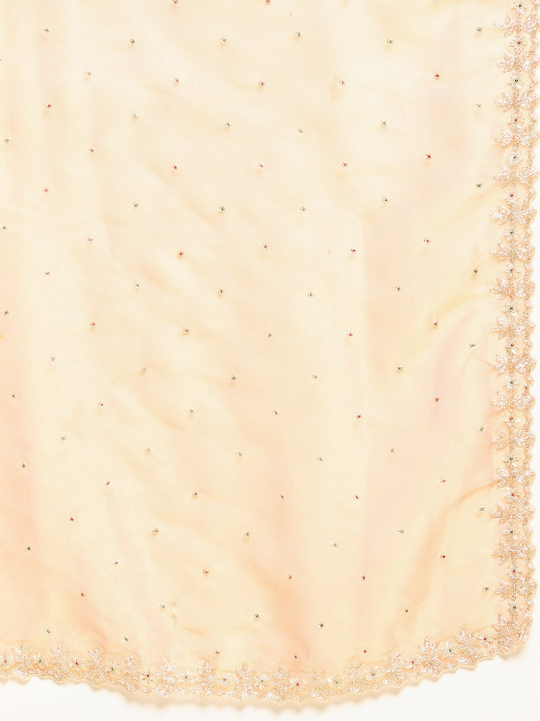 Cut Work &amp; Stone Embellished Tissue Saree