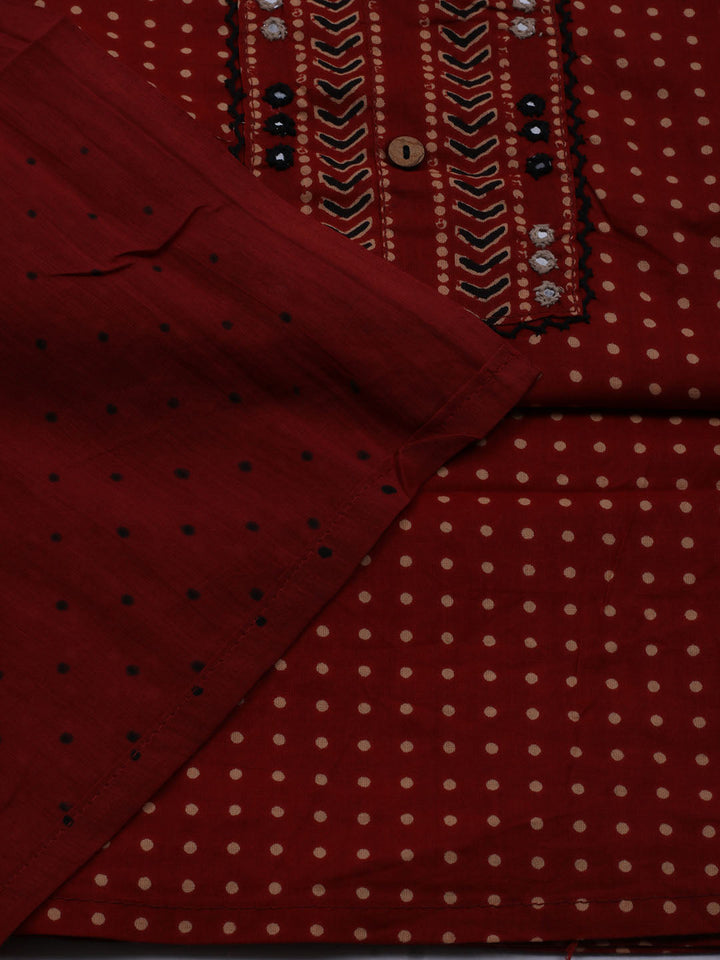 Printed Cotton Blend Unstitched Suit With Dupatta