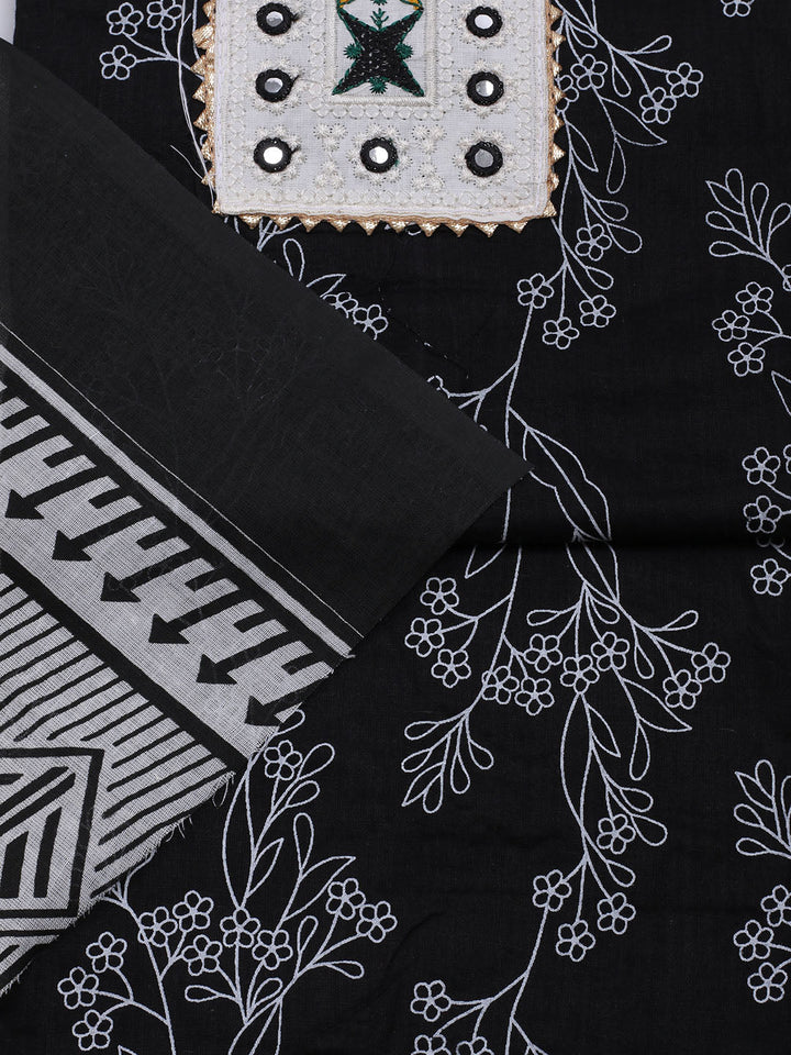 Printed Cotton Blend Unstitched Suit With Dupatta