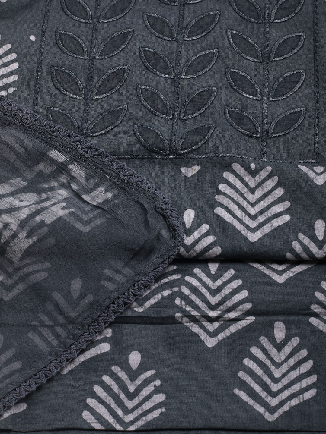 Printed Cotton Blend Unstitched Kurta With Pant &amp; Dupatta