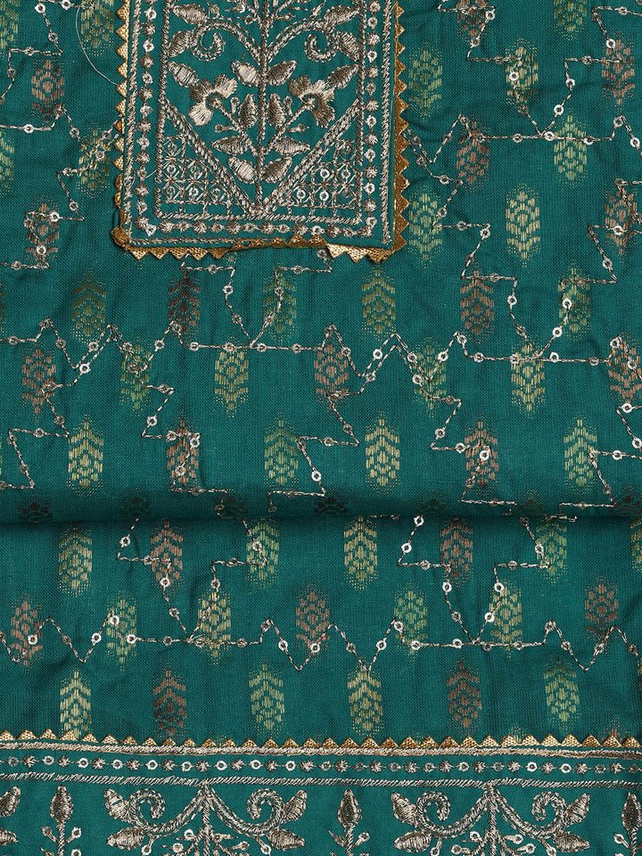 Neck Embroidered Cotton Blend Unstitched Suit With Dupatta