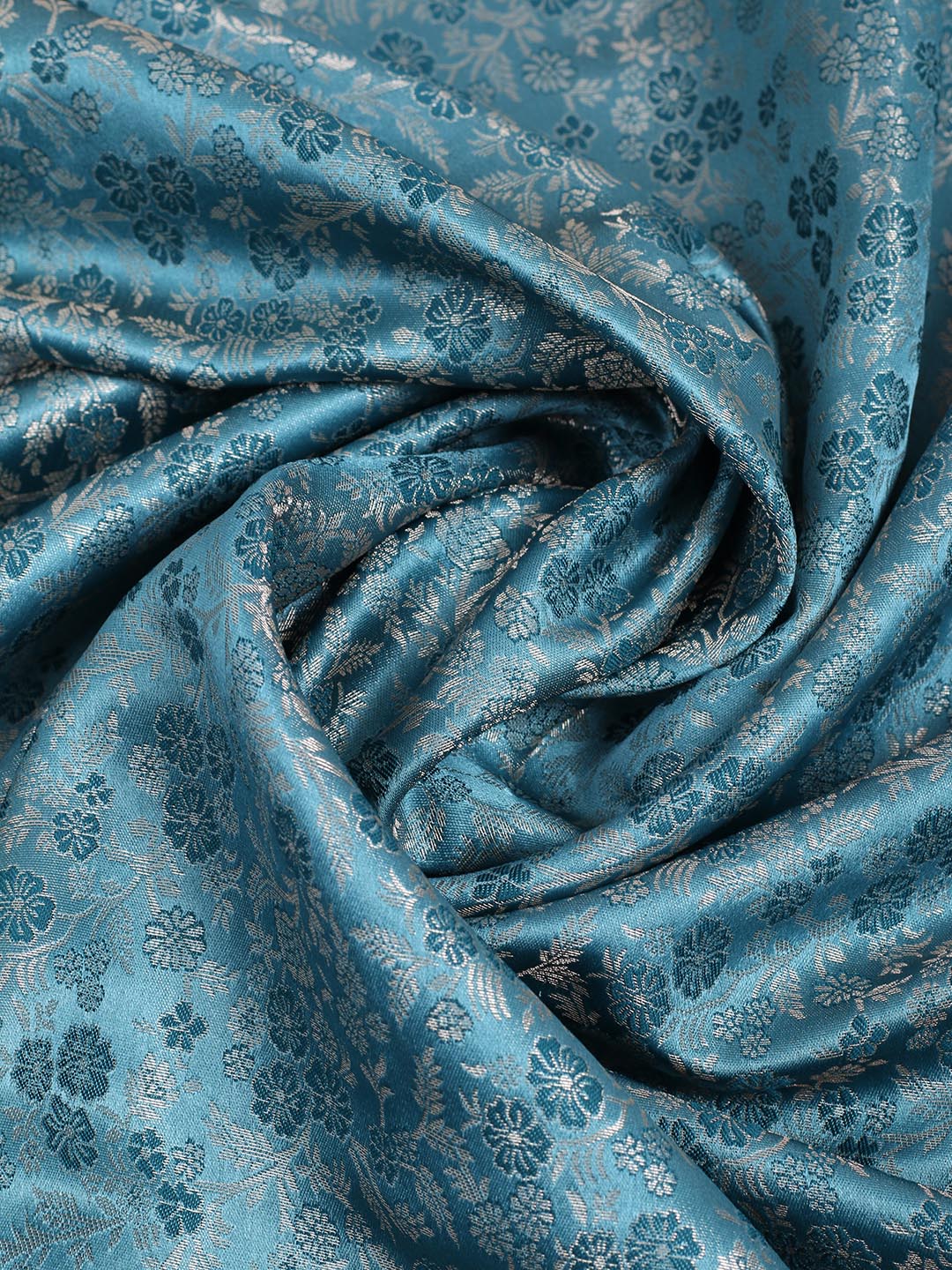 Floral Woven Design &amp; Embellished Border Satin Saree