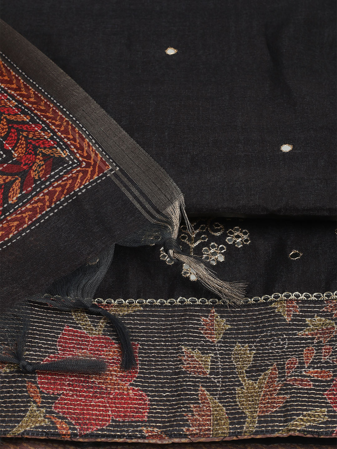 Embroidered Tussar Unstitched Suit With Dupatta