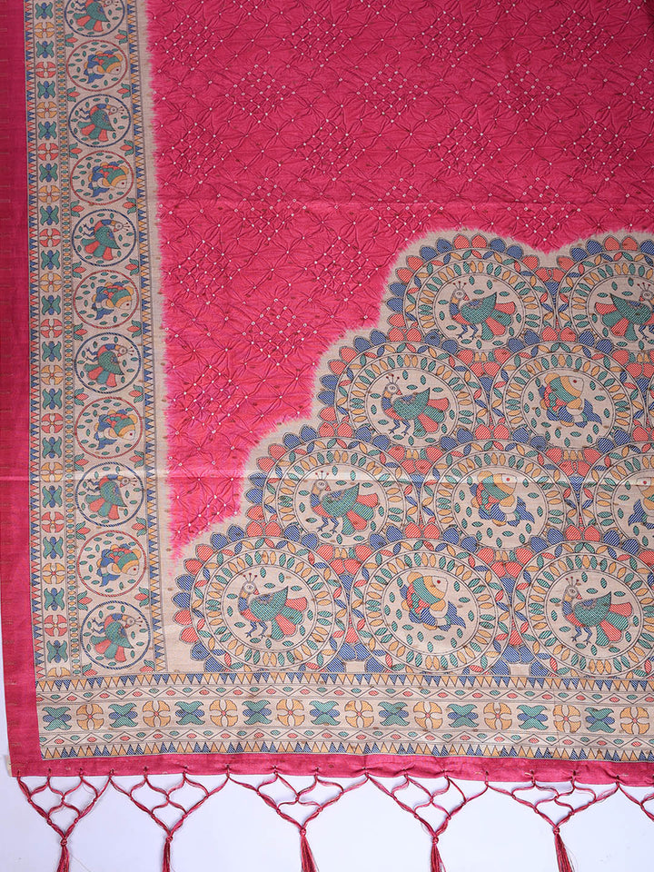 Printed Tussar Silk Saree