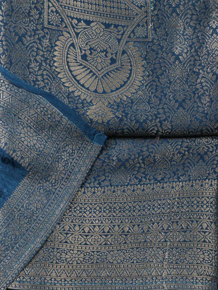 Embroidered Chanderi Unstitched Suit With Pant &amp; Dupatta