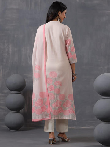 Printed Cotton Kurta With Pants & Dupatta