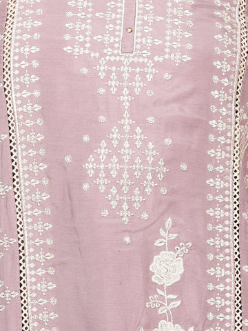 Neck Embroidered Muslin Unstitched Suit Piece With Dupatta