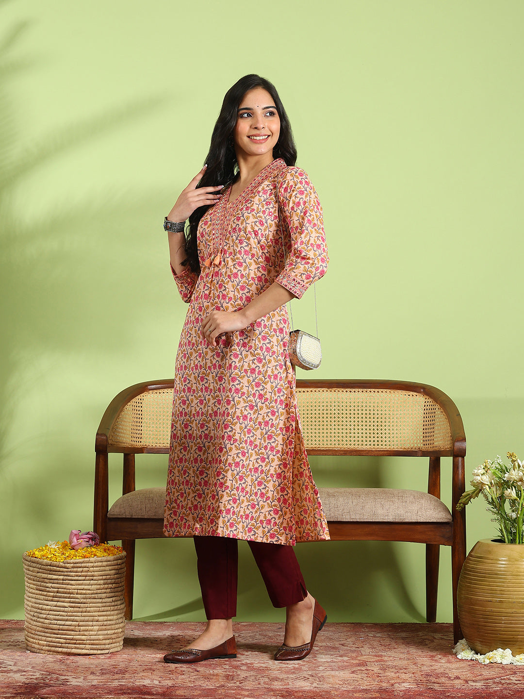 Floral Printed Cotton Blend Kurta