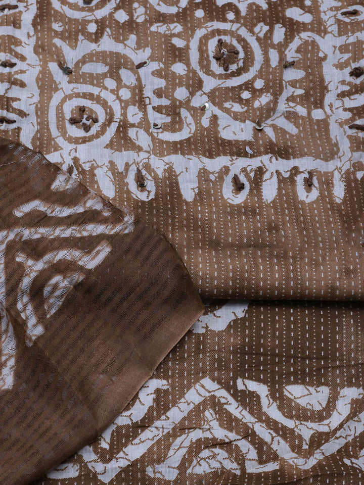 Neck Embroidered Cotton Blend Unstitched Suit With Dupatta