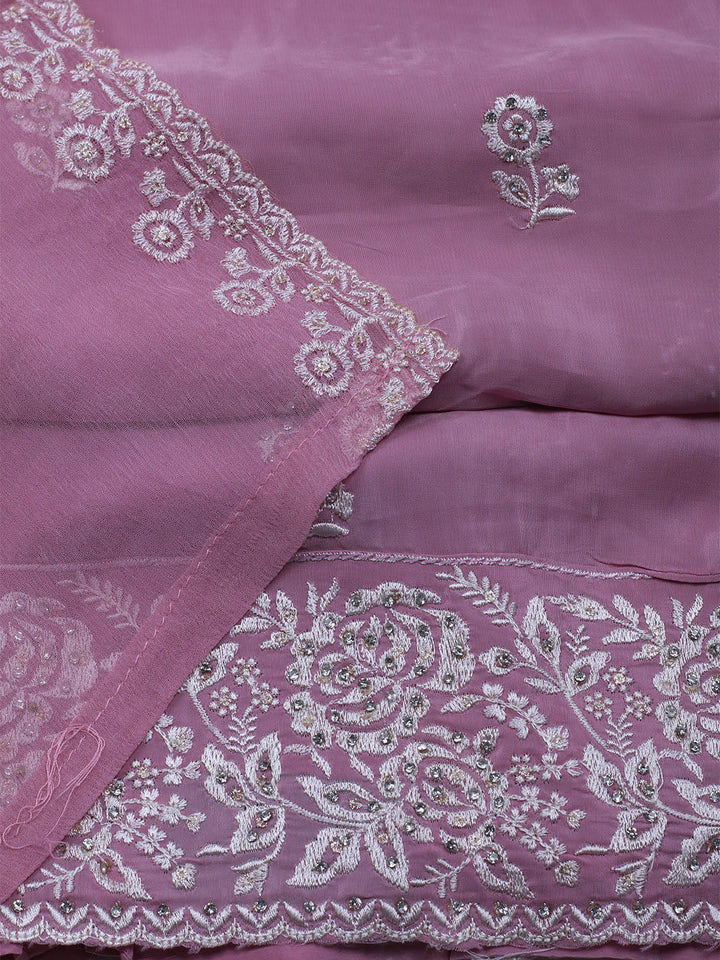 Embroidered Crepe Unstitched Suit With Dupatta