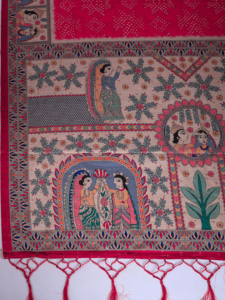 Printed Tussar Silk Saree