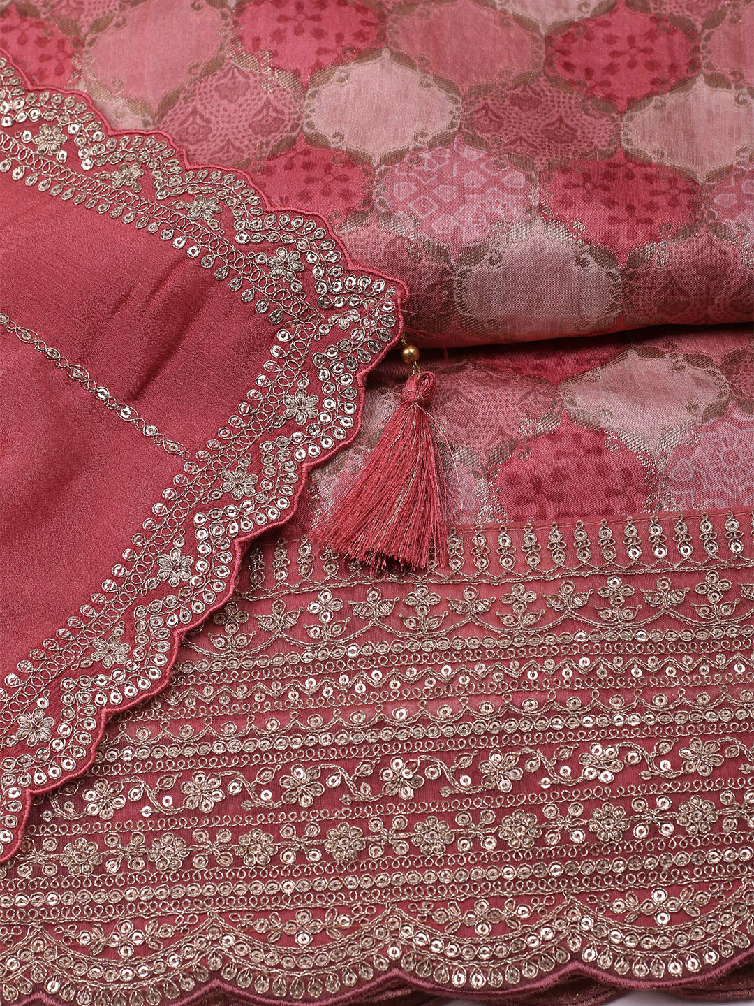 Woven Design Cotton Blend Unstitched Suit With Dupatta