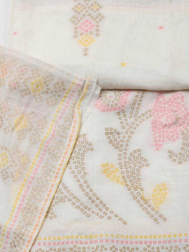 Woven Design Cotton Blend Unstitched Suit With Pant &amp; Dupatta