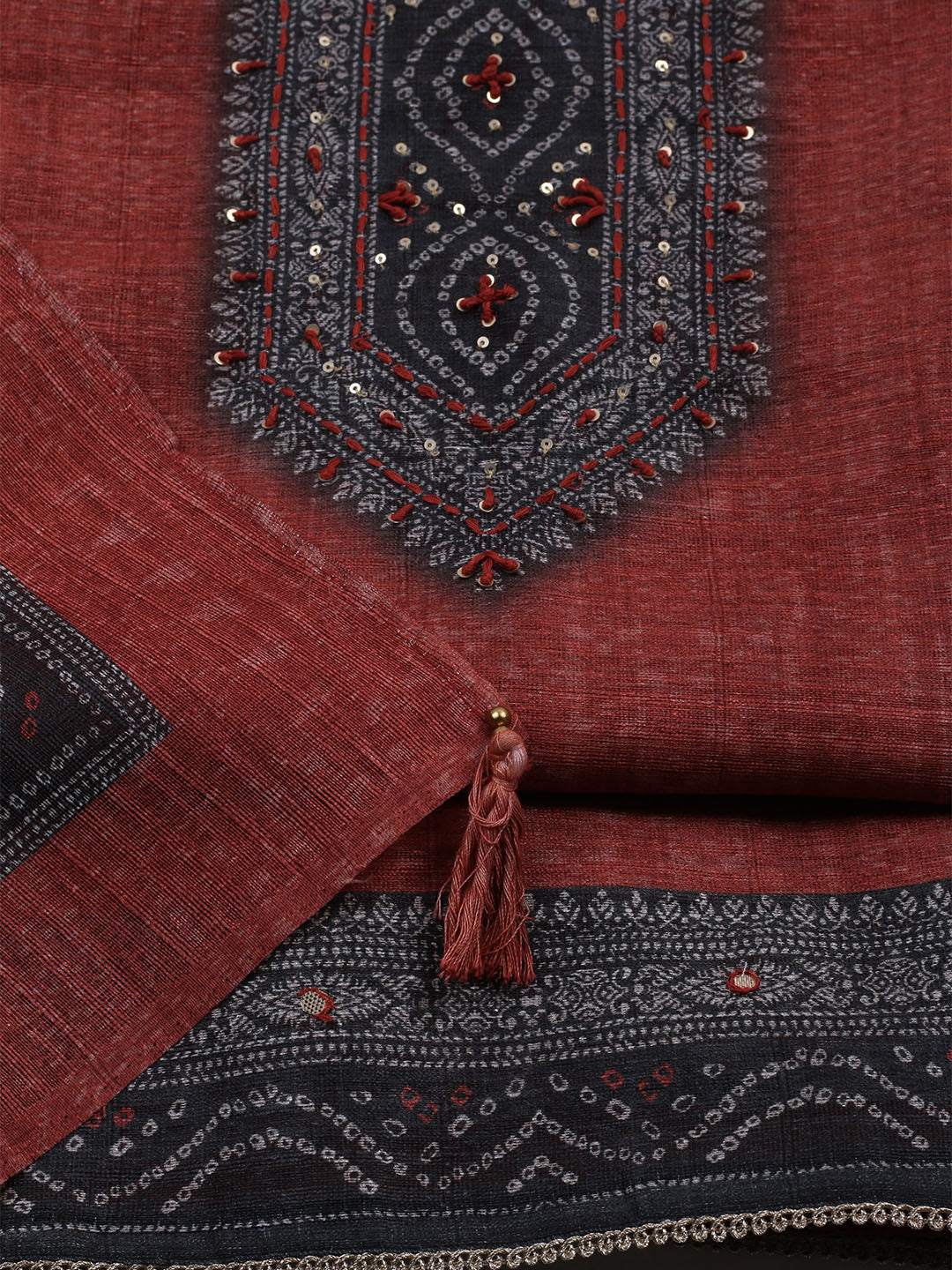 Printed Chanderi Unstitched Suit With Dupatta