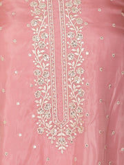 Neck Embroidery Organza Unstitched Suit Piece With Dupatta