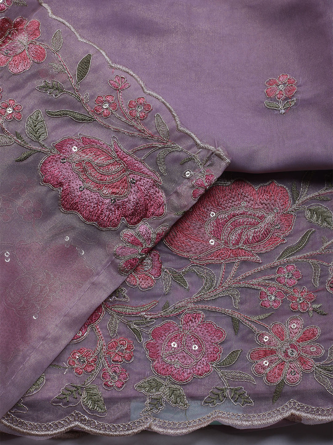 Embroidered Organza Unstitched Suit With Dupatta