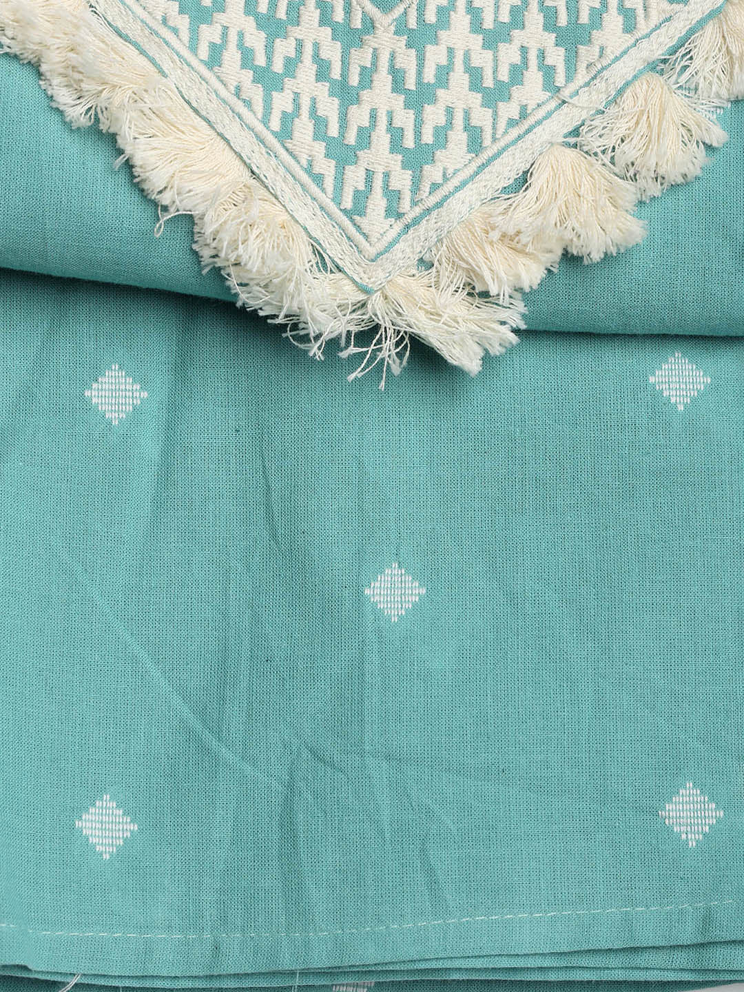 Neck Embroidered Cotton Blend Unstitched Suit With Dupatta