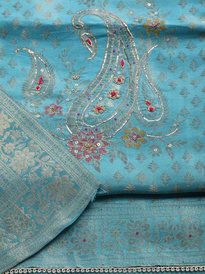 Woven Design Tissue Unstitched Suit With Dupatta