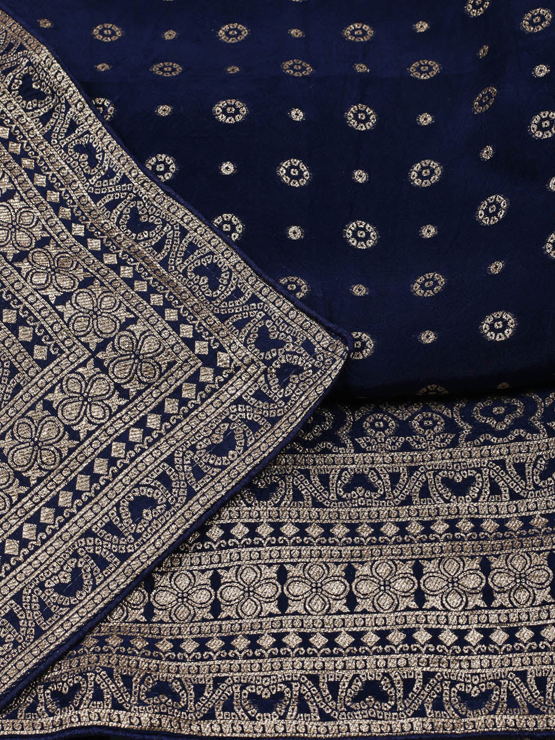 Embroidered Art Silk Unstitched Suit Piece With Dupatta