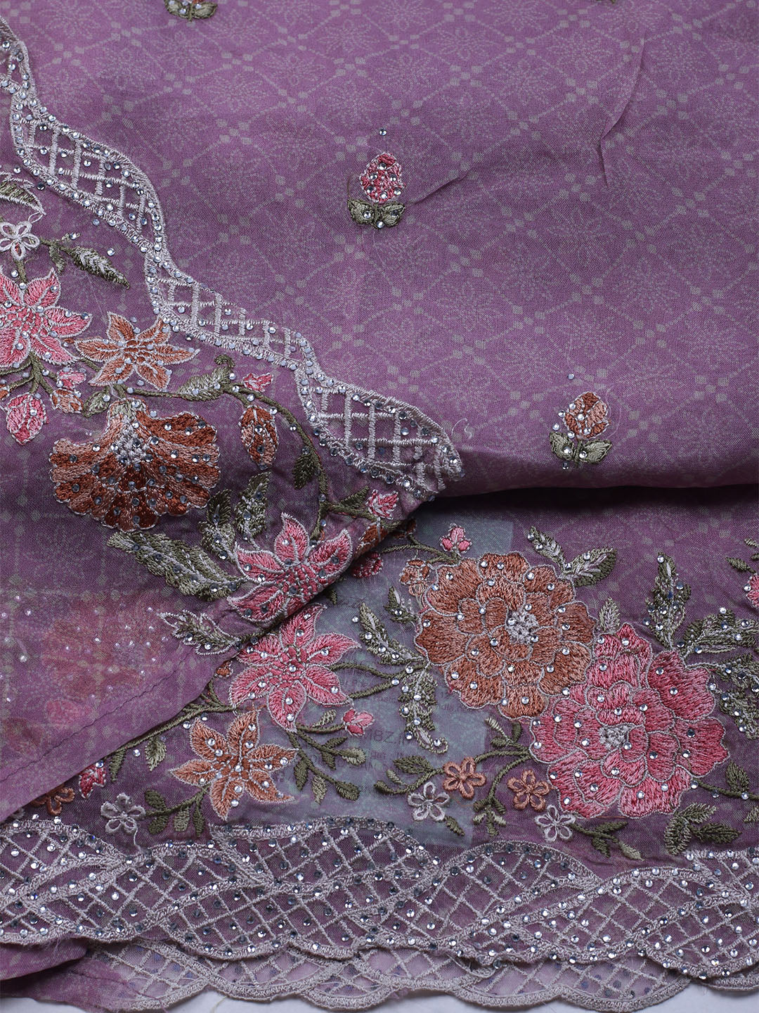 Embroidered Organza Unstitched Suit With Dupatta