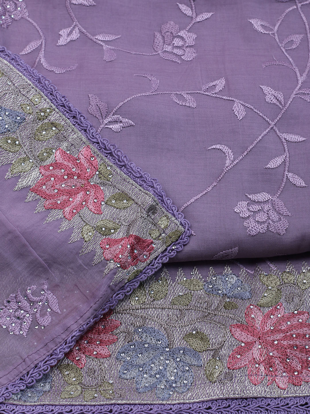 Embroidered Organza Unstitched Suit With Dupatta