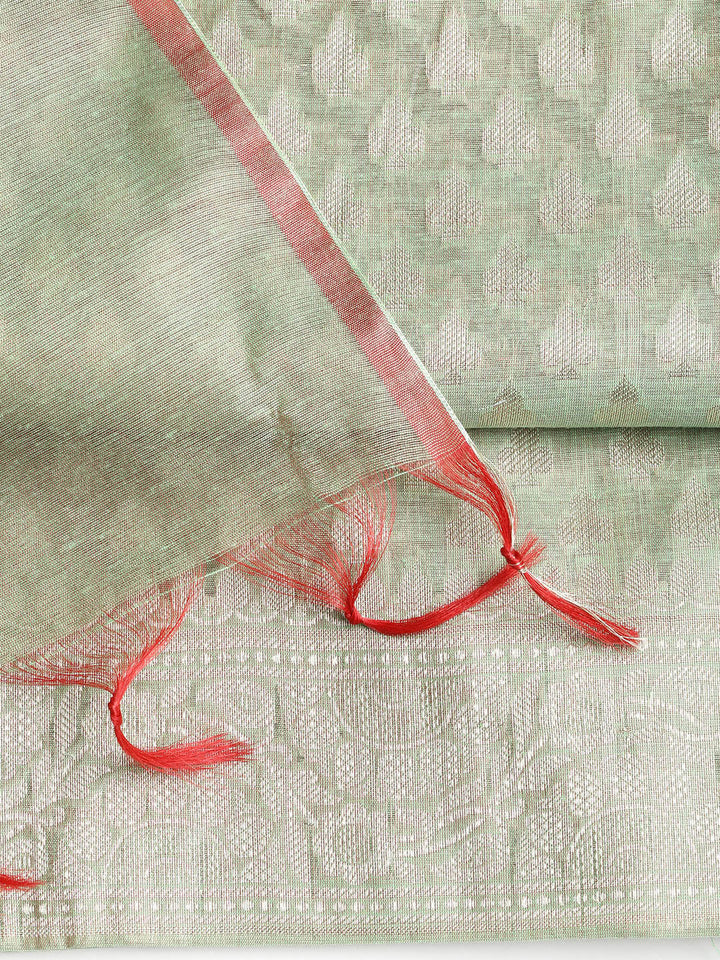 Woven Banarasi Chanderi Unstitched Suit With Dupatta