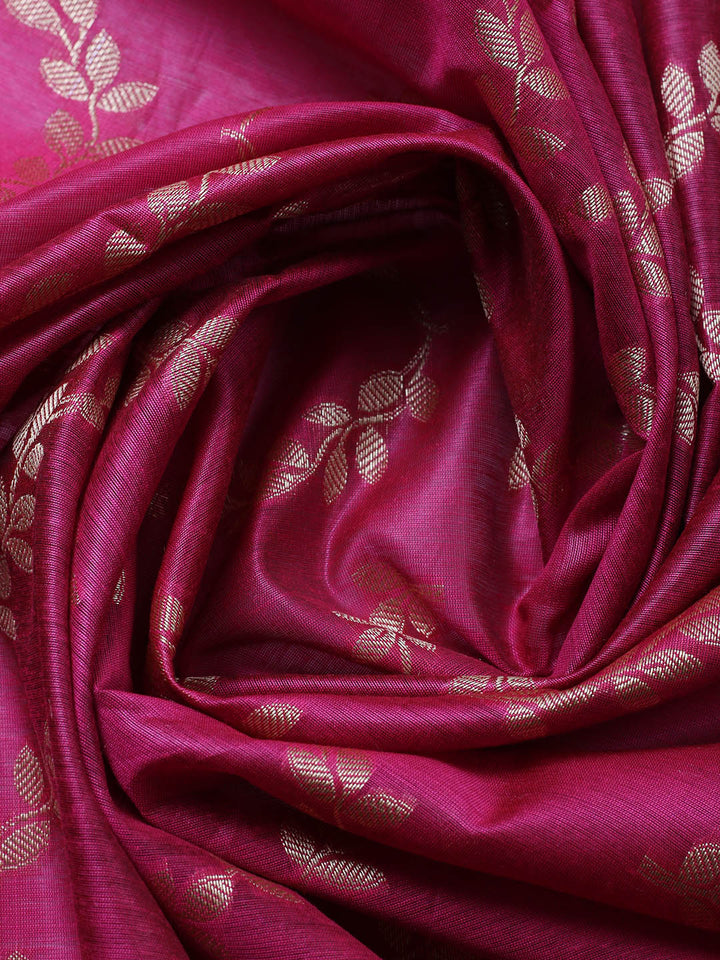 Banarasi Chanderi Unstitched Suit With Pant &amp; Dupatta