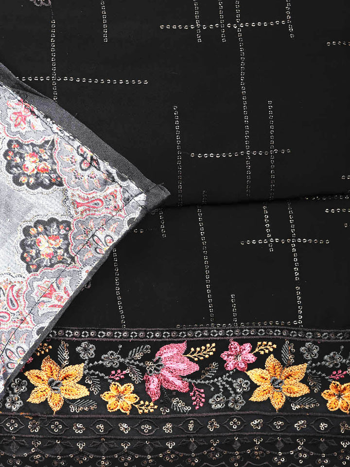 Woven Design Georgette Unstitched Suit With Pant &amp; Dupatta