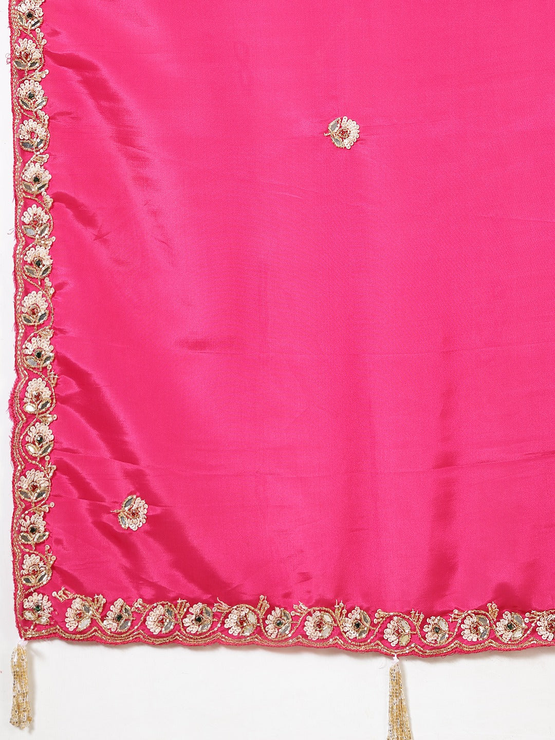 Sequin &amp; Cut Work Embroidered Crepe Saree